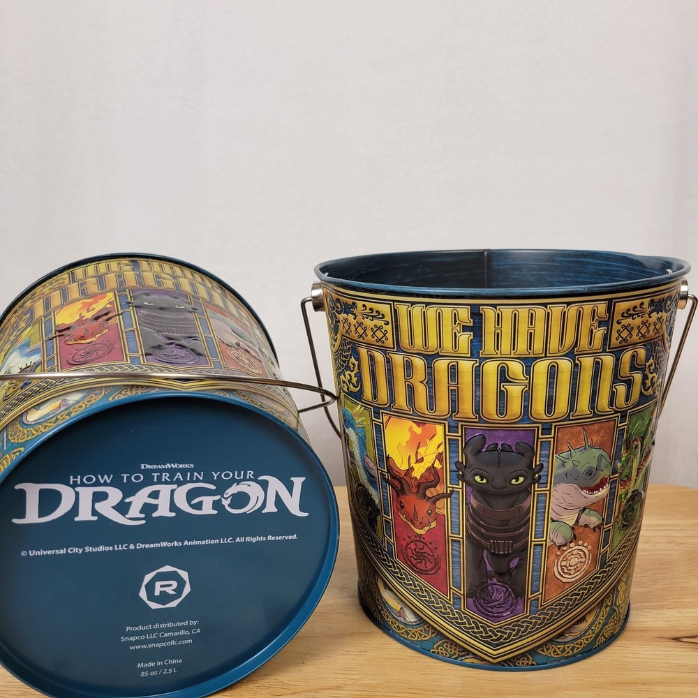 How to Train Your Dragon 2025 Movie Theater Popcorn Bucket Tin Lot of 2